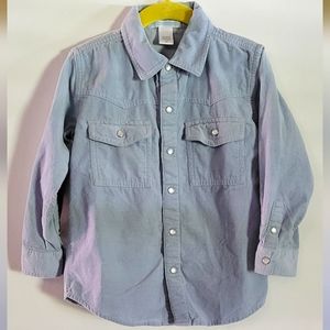 Janie and Jack Pinwale Corduroy Shirt Western Cowboy Pearl Snap Pockets Blue